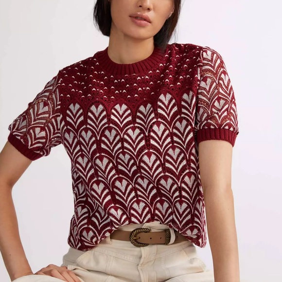 Daniel Rainn Tops - Anthropologie Daniel Rainn Lace Red and White Top XS